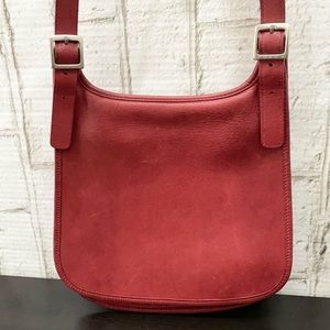 Vintage COACH 9131 Legacy Saddle Red Leather Flat Crossbody Shoulder Bag